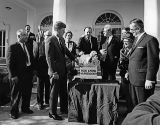 President John F. Kennedy Receives Thanksgiving Turkey at White House, November 1963